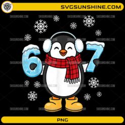 Cute Penguin Ice Number 67 PNG | Winter Christmas 67 Design for Kids Crafts