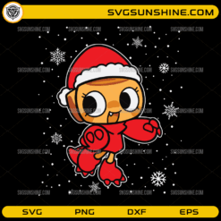 Dandys World Christmas SVG featuring cute Dandy Santa character with snowflakes