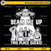 Funny UFO Beam Me Up SVG PNG retro alien abduction black-and-white design