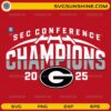 Georgia Bulldogs SEC Conference Champions 2025 SVG PNG Design