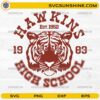 Hawkins High School Tiger SVG PNG Stranger Things Vintage Mascot Design