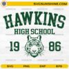 Hawkins High School Tigers SVG retro school logo design