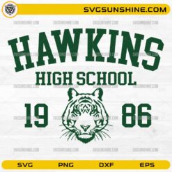 Hawkins High School Tigers SVG retro school logo design