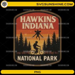 Hawkins Indiana Badge PNG retro Stranger Things forest design