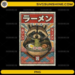 Kawaii Ramen Raccoon PNG Japanese slurping ramen noodle raccoon