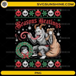 Krampus Seasons Beatings PNG horror Christmas ugly sweater design