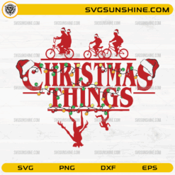 Merry Christmas Things SVG Christmas Stranger Things biking scene
