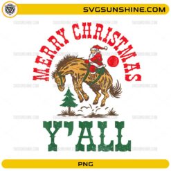 Merry Christmas Yall PNG western rodeo Santa cowboy Christmas design