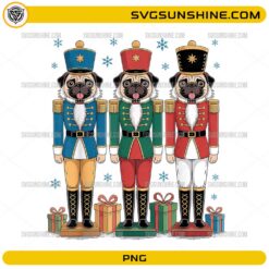 Pug Dog Nutcracker Christmas PNG | Cute Dog Nutcracker Trio Holiday PNG Design