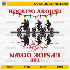Rocking Around The Upside Down SVG Stranger Things Christmas biking scene