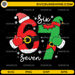Six Seven Christmas SVG with Santa number 6 and Elf number 7 holiday design