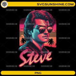 Steve Harrington PNG retro 80s neon Stranger Things design