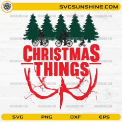 Stranger Christmas Things SVG | Stranger Things Christmas Biking Scene SVG PNG Design