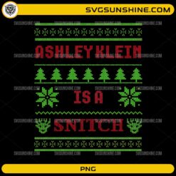 Stranger Things Ashley Klein Is a Snitch PNG | Funny Stranger Things 5 Ugly Christmas Sweater PNG Design
