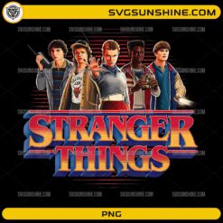 Stranger Things Season 5 Characters PNG featuring Eleven Mike Dustin Lucas Will