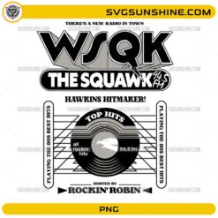 Stranger Things WSQK The Squawk 94.5 FM PNG | Stranger Things 5 Hawkins Hitmaker Vintage Radio PNG