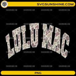 Lulu Mac CAMO PNGL Arched College Font Lulu Mac Cut File, School Spirit PNG