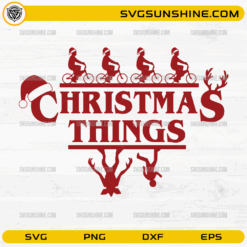 Upside Down Christmas Things SVG | Creepy Christmas Stranger Things Biking Scene SVG PNG Design