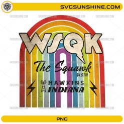 WSQK 94.5 FM Radio PNG retro Hawkins Indiana design