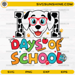 101 Days of School Dalmatian puppy SVG with colorful school graphics
