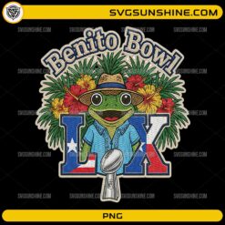 Bad Bunny Benito Bowl LX PNG with tropical frog and Super Bowl theme