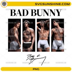 Bad Bunny portrait PNG set with studio-style layout