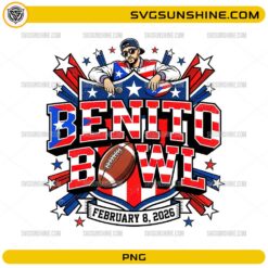 Benito Bowl 2026 PNG Bad Bunny inspired Super Bowl LX football design