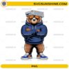Cheesehead Bear PNG with cheese grater hat funny NFL meme design