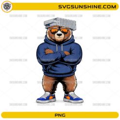 Cheesehead Bear PNG with cheese grater hat funny NFL meme design