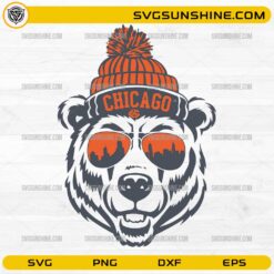 Chicago Bears SVG bear wearing winter hat and sunglasses