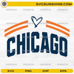Chicago Bears football SVG Chicago word art with heart