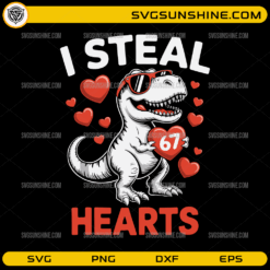 Dinosaur I Steal 67 Hearts SVG funny Valentine’s Day design
