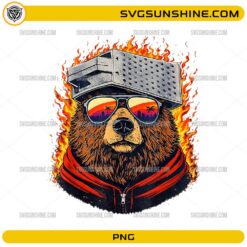 Fire Bear Cheese Grater Hat PNG flaming bear meme design