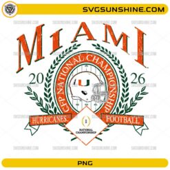 Miami Football Vintage Champions 2026 PNG retro design