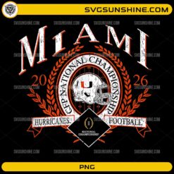 Miami Hurricanes 2026 National Title PNG retro football design