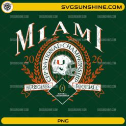 Miami Hurricanes CFP National Championship 2026 PNG vintage football design