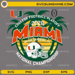 Miami Hurricanes Football Playoff 2026 SVG tropical championship design