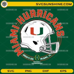 Miami Hurricanes National Championship 2026 SVG Miami U football helmet design
