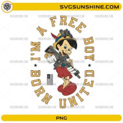 Pinocchio I’m a Free Boy PNG vintage parody character art