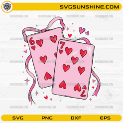 Playing Cards 6 7 Valentine SVG cute love card design