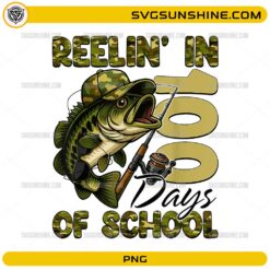 Reelin’ In 100 Days of School PNG fishing theme design