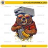 Retro Bear with Cheese Grater Hat PNG funny grating cheese bear meme