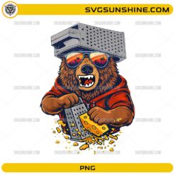 Retro Bear with Cheese Grater Hat PNG funny grating cheese bear meme