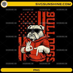 Six Seven Funny Bulldog PNG football American flag design