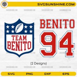 Team Benito 94 SVG bundle football shield and jersey number design