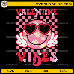Valentine Vibes SVG cute smiley face Valentine design