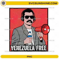 Venezuela Free PNG protest poster design with megaphone