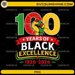 100 Years of Black Excellence 1926–2026 PNG centennial celebration design