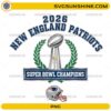 2026 New England Patriots Super Bowl Champions PNG trophy football design