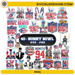 Bad Bunny Super Bowl PNG bundle with Bunny Bowl and Benito Bowl LX graphic designs